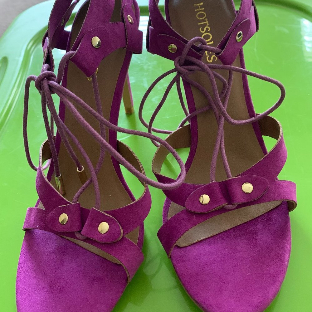 Magenta Lace Up Sandals